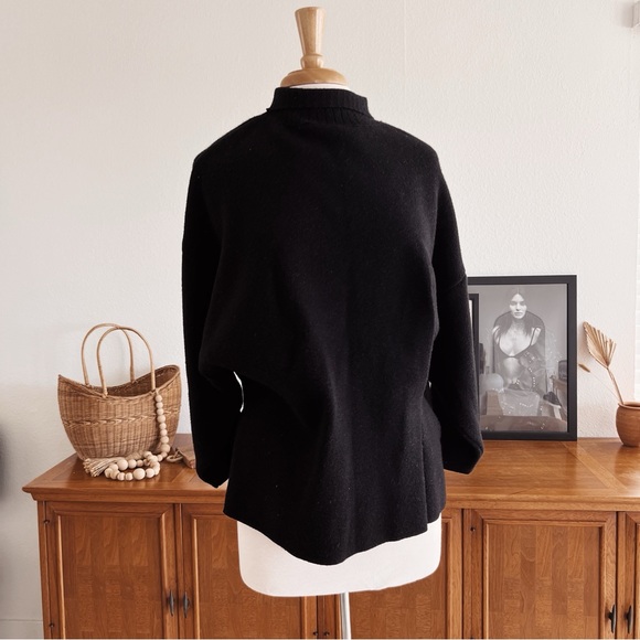 BLACK DROP SLEEVE STRUCTURED ZARA SWEATER TOP #0328 - Picture 8 of 8